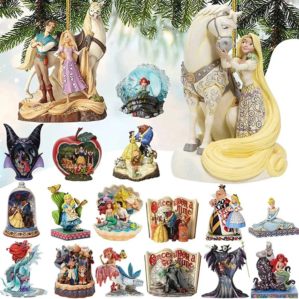 

2023 Disney Princess Cartoon Christmas Tree Decoration Pendant Anime Figures Snow White Ariel Jasmine Acrylic Toys Xmas Gifts