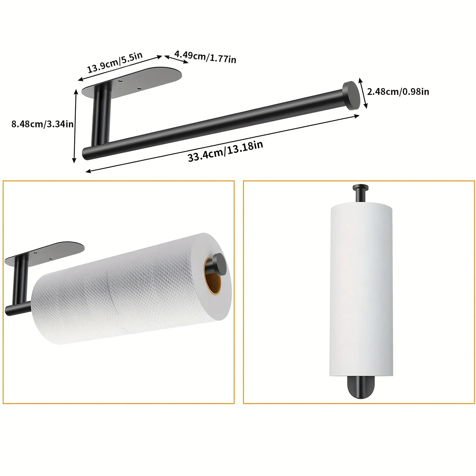 Large Paper Towel Holder,13inch Towel Under Cabinet Paper Holder for Kitchen, Roll Rack for Bathroom Stainless Steel