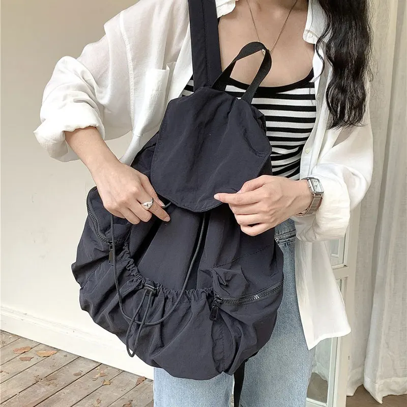 Large Capacity Simple Backpack Nylon Travel Bag In Winter Leisure The Korean Version Fashion Wallet Chest Strap Women's Leather