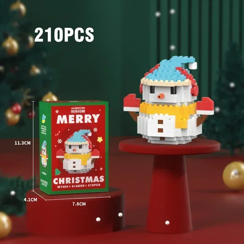 Festive Santa & Reindeer Building Block Puzzle - Holiday Table Decoration Toy