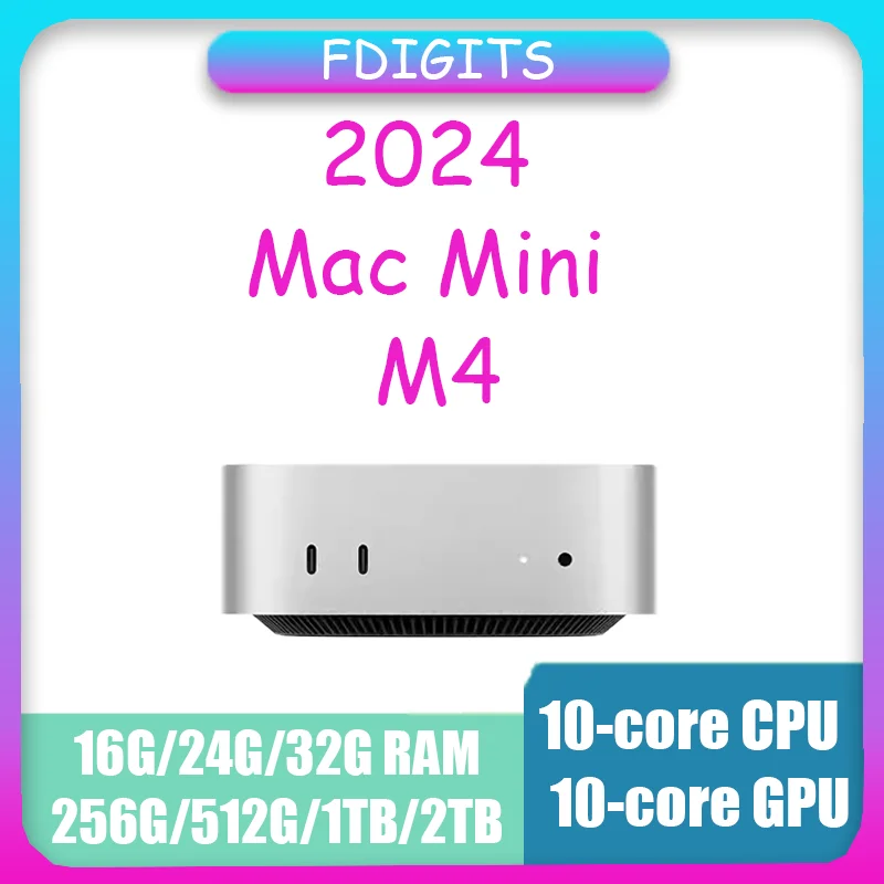 2024 Mac Mini Computador Desktop com chip M4 CPU de 10 núcleos GPU
