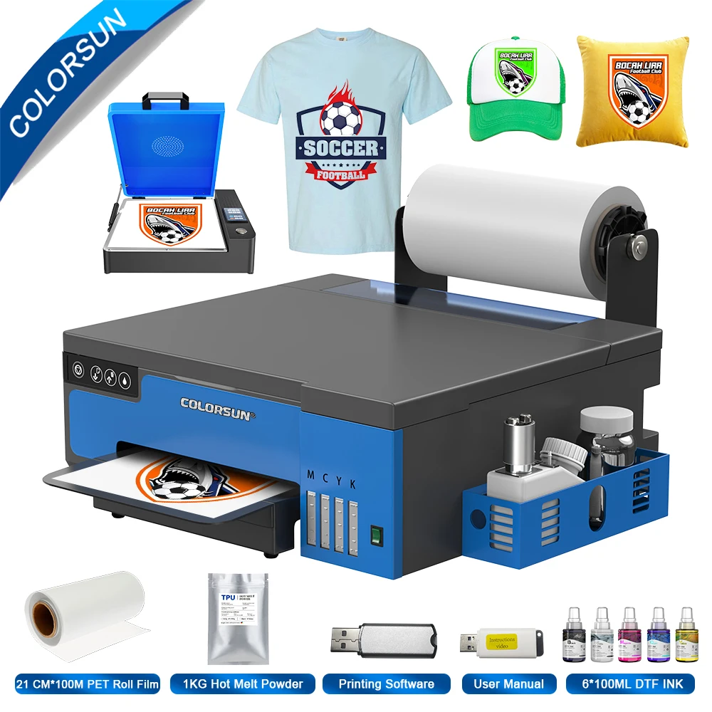 Colorsun A4 DTF 전사 프린터 L8058 DTF impresora For Epson xp600 a4 티셔츠 후드 신발 모자 용 필름 프린터에 직접 연결