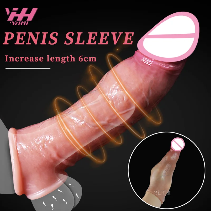 Penis Condom Silicone For Men Dick Delay Ejaculation Sex Toys Penis Enhancer Extender Reusable Sexmachine Male Maturbator