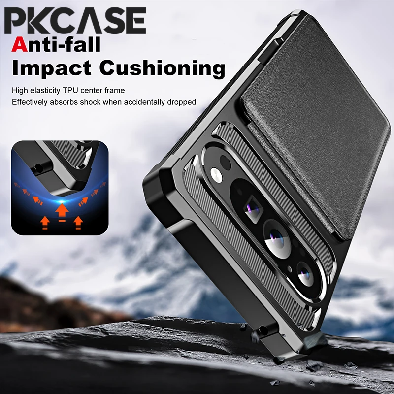 Vertical Card Slot Wallet Phone Case with Double Magnetic Clasp - Shockproof Leather Cover