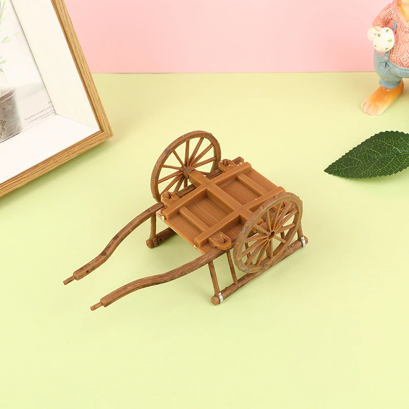 1pcs Miniature Simulation Cart Models Barrows Pulling Cart Dollhouse Garden Furniture Micro Landscape Kids Pretend Toys