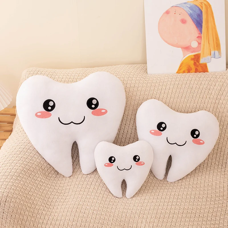 20-40CM Lovely Simulation Tooth Plush Toys Cute White Teeth Stuffed Soft Pillow Funny Sofa Cushion Decor Gift For Children kids tooth fairy box for kids bear tooth box under tooth fairy pillow kids tooth box keepsake lost teeth holder