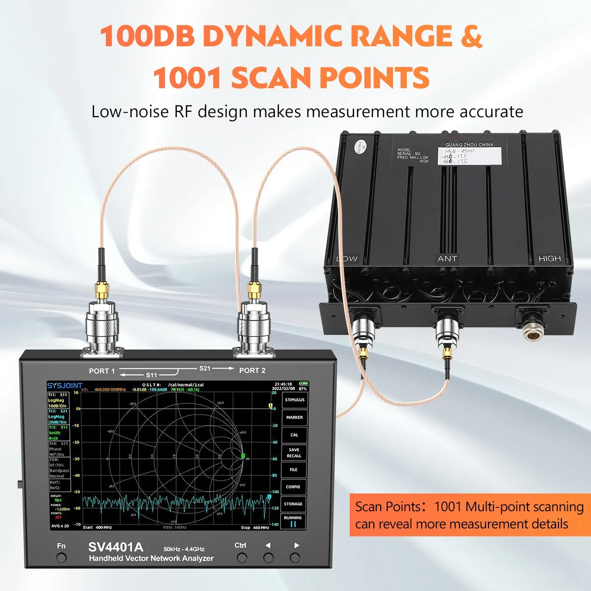 NanoVNA SV4401A Vector Network Analyzer 7" Touch LCD 50KHz-4.4GHz Antenna Analyz