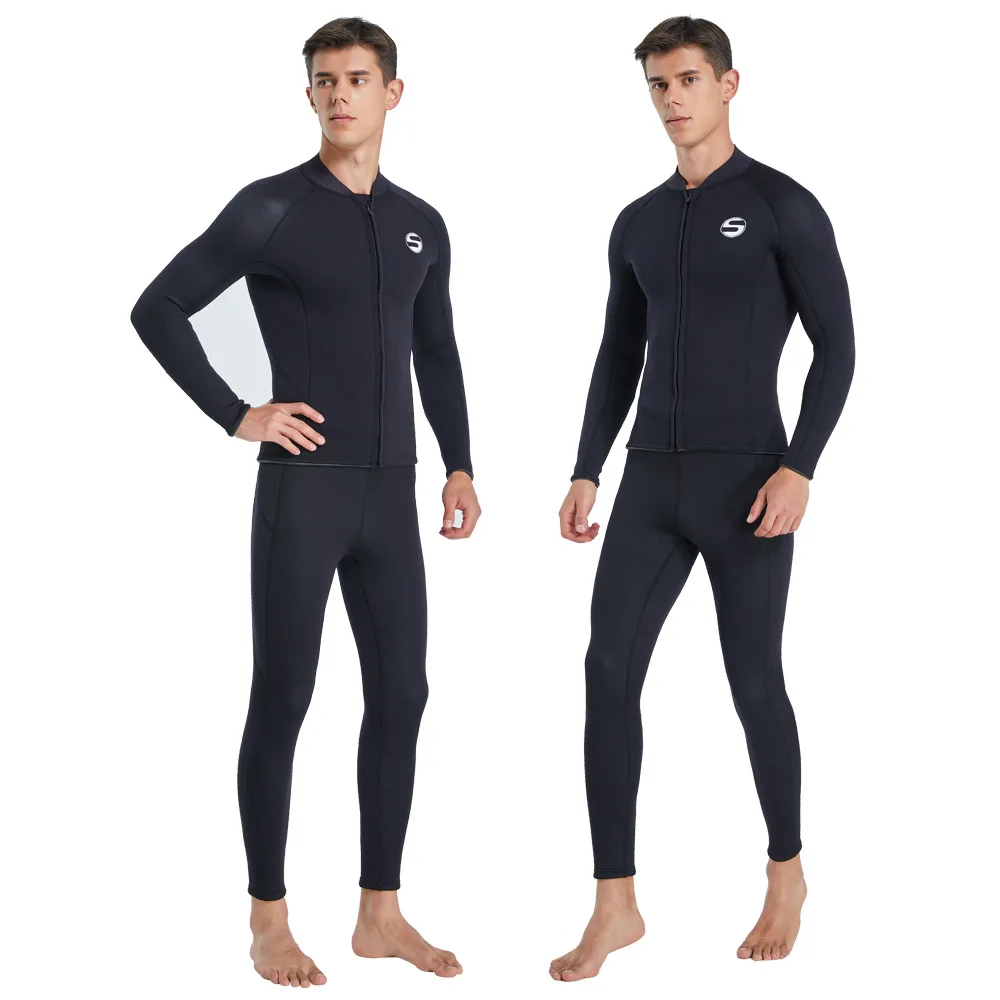 Diving Suits Men's Professional Diving Suit Cold Proof Warm 3mm Neoprene Top Pants Split Suit Male Wading Swimming Surfing Wetsuit