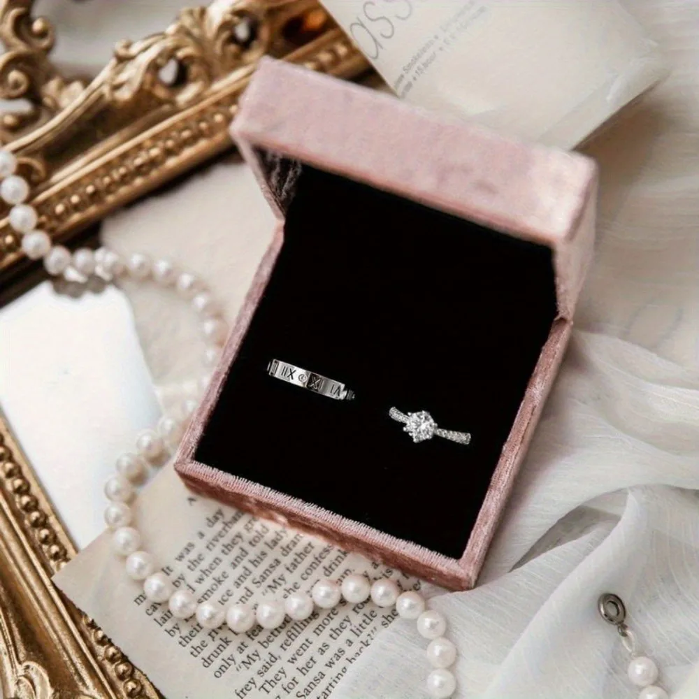 Cute Velvet Ring Box, Necklace Box Wedding Velvet Ring Storage Case Jewelry Organizer Gift Packaging Box Pink Holder Jewelr