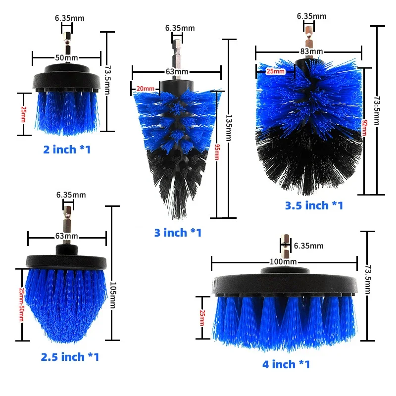 EAFC Electric Scrubber Brush Drill Brush Kit Power Drills Scrubber Brush For Car Wash Cleaning Tires Brush For Car Accessories 3