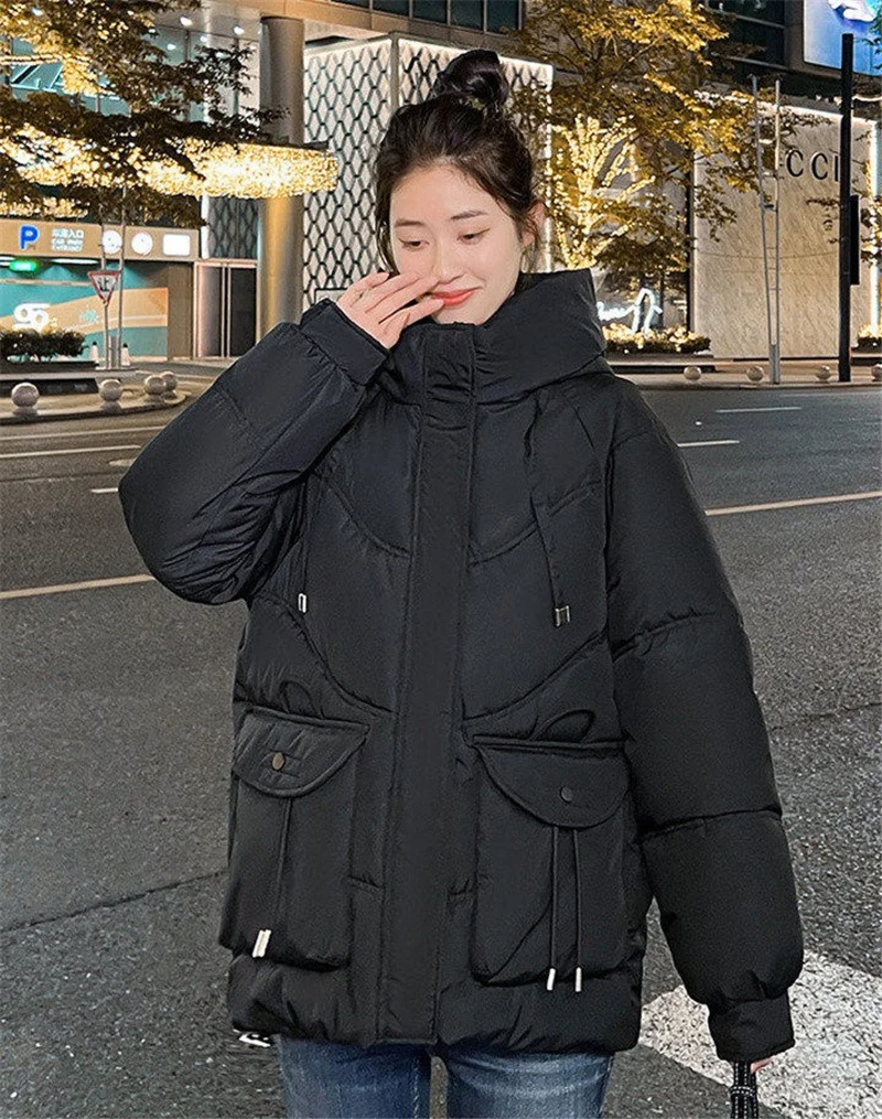Winter Jacket Women Overcoat Hooded Thick Down Cotton Padded Coat 2023 New Female Long Sleeve Casual Puffer Parkas Outwear