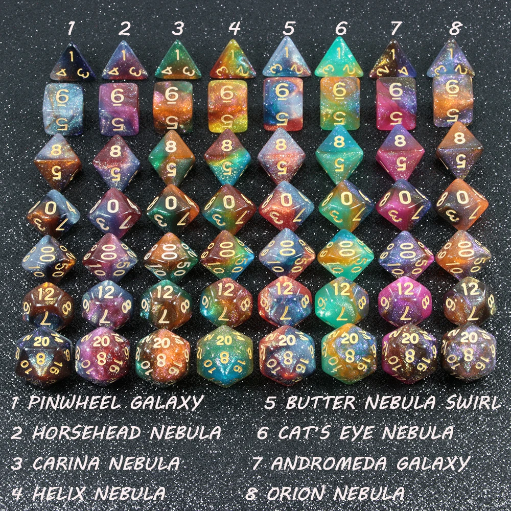 Super Universe Galaxy d&dgame Dice Set D4-D20 RPG Best Gifts 8 Colors for Choose game dice