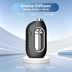 Rechargeable Ultra - Quiet Aromatherapy Diffuser with Adjustable Mist and Versatile Mounting Options (Black)