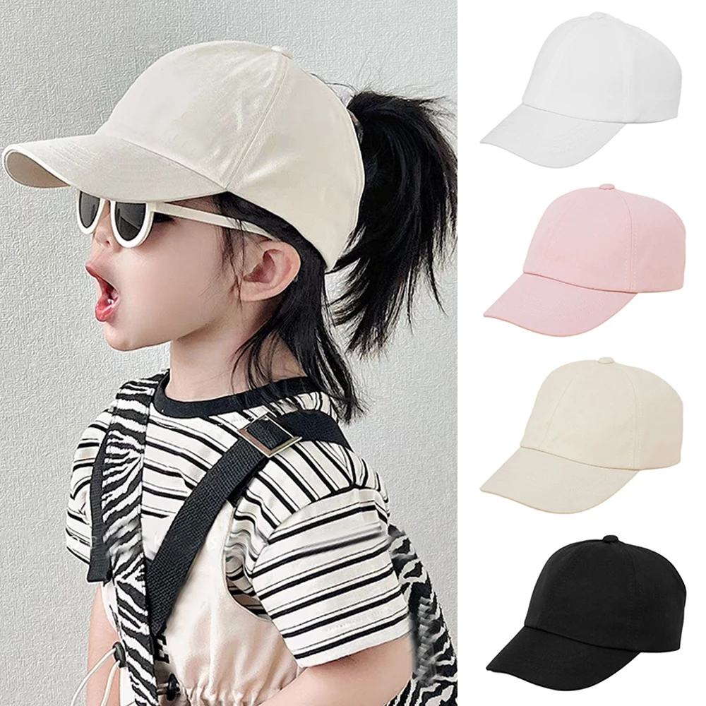 Ponytail Hat Fashion Candy Color Kids Baseball Cap Boys And Girls New Empty Top Quick-Drying Ponytail Hole Sun Hat Baseball Caps
