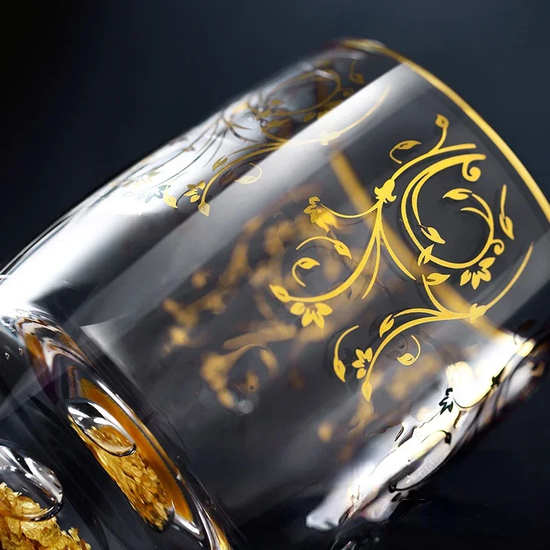 수제 일본 프놈펜 유리 블루 무연 크리스탈 찻잔, 간단한 유리 컵, 음료 주스 컵