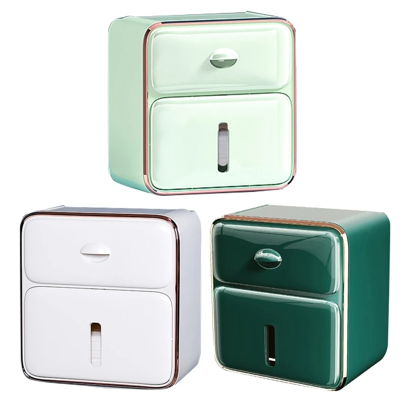 

Wall Mounted Bathroom Tissue Storage Box Punch-Free Toilet Paper Holder WC Roll Paper Stand Waterproof Phone Rack for Ca 203C