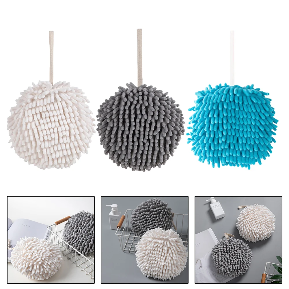

Chenille Hand Towels Kitchen Bathroom Towel Ball With Hanging Loops Quick Dry Soft Absorbent Microfiber Towels Hand Wipes