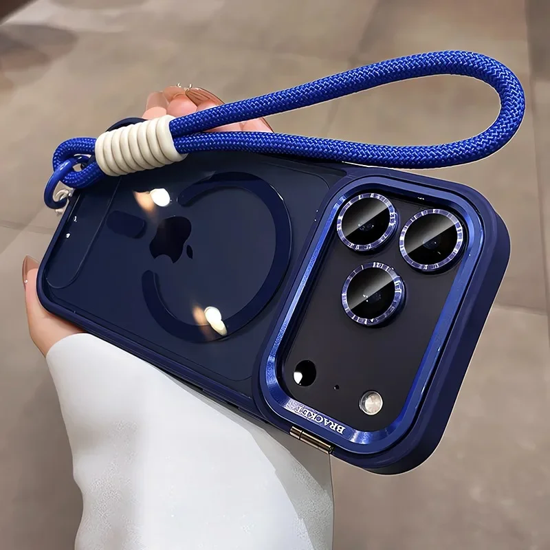 New Camera Bracket For Magsafe Case for iPhone 17 Pro Max 17 Air 16 15 14 Plus 11 12 13 Pro Max With Wrist Strap Lens Film Cover 6