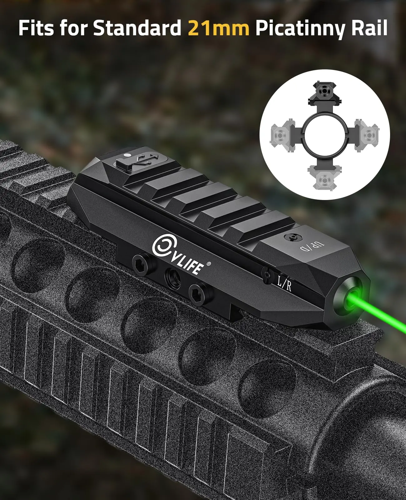 Picatinny Green Laser Sight for Rifle Tactical Rechargeable with Longer Battery Life with Strobe Mode Hunting
