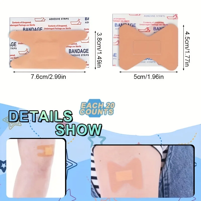 100pcs Flexible Fabric Adhesive Bandage Breathable Elastic Knuckle Bandage Assorted Bulk Fingertip Bandages for First Aid and Wo 4