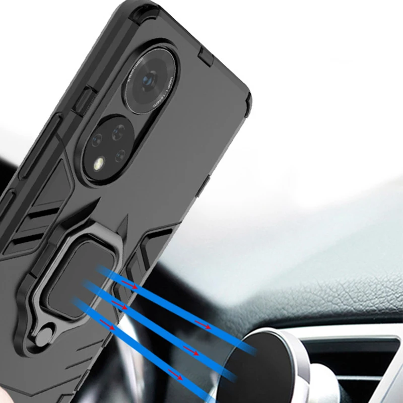 Shockproof Armor Phone Case with Ring Holder and Car Magnetic Cover