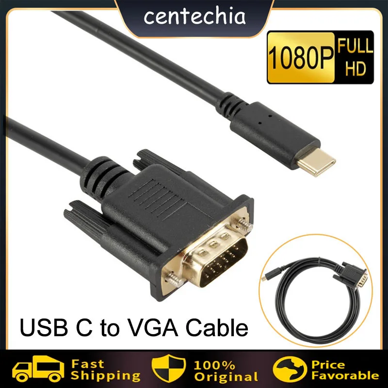 

USB C To VGA Cable 1080P 1.8m Type Usb-c To VGA Cable Converter Adapter Cable For Laptop Monitor Tv UHD External Video Projector