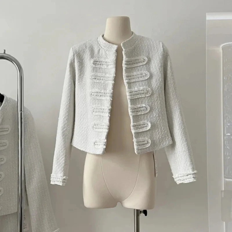 

Корейский Маленький очаровательный твидовый инновационный дизайн куртка для женщин Роскошная шерстяная подходящая ко всему женская верхняя одежда Casaco