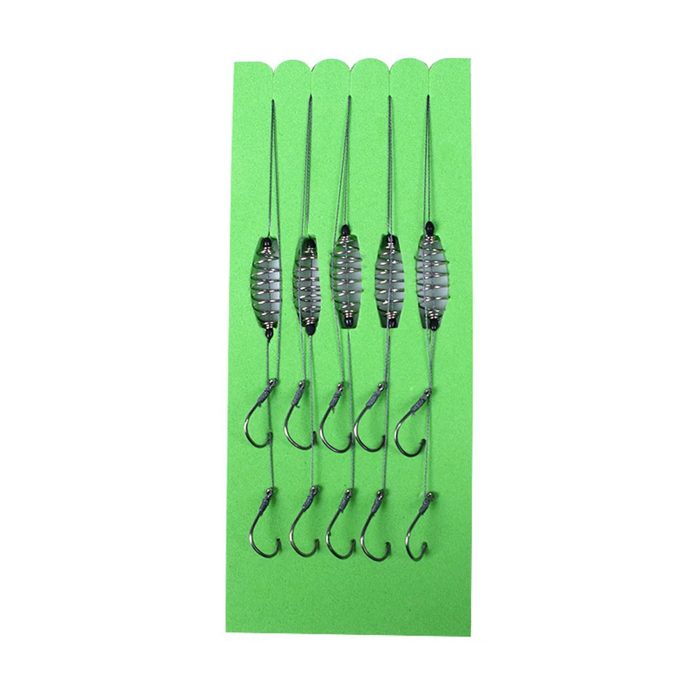 

5 Pcs/Set Double-Hook Fishing Line Steel Barbed Carp Hooks Bait Feeder Accessories 1 Set Fishing Outdoor Fishhooks Hook