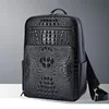 Business Men Backpack Crocodile Pattern Men's Bag Genuine Leather Schoolbag Large Luxury Brand 15.6 inch Laptop Travel Backpack 5