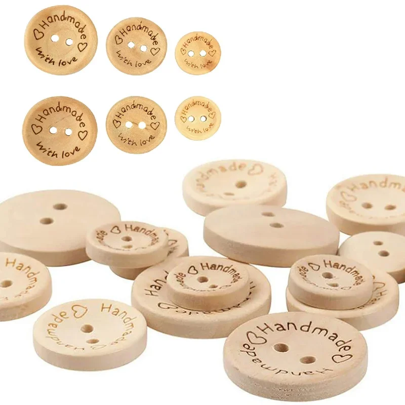 30/50Pcs Wooden Buttons Sewing Clothing Buttons Wooden Handmade Button Letter Love for DIY Crafts Scrapbooking Wedding Decor 4