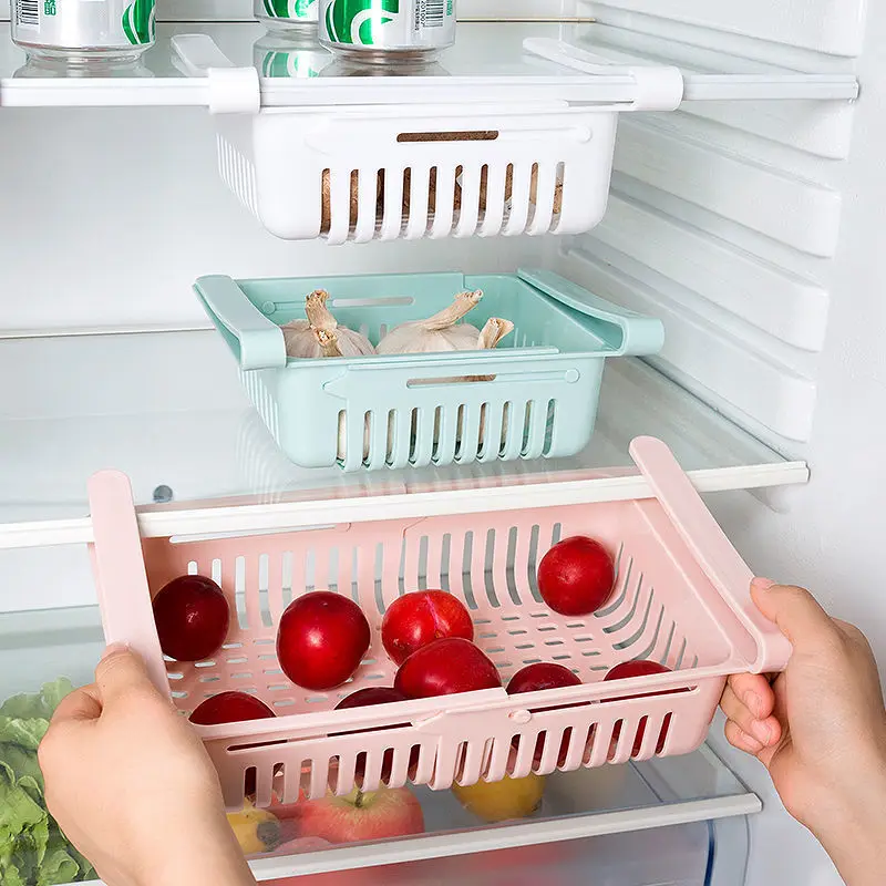 

Retractable Storage Box Hanging Kitchen Organizer Refrigerator Egg Fruit Storage Box Plastic Food Container Kitchen Accessories