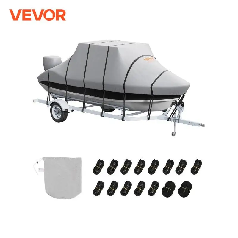 VEVOR T Top Boat Cover 20'-22' Waterproof Trailerable 600D Marine Grade PU Oxford with Windproof Buckle boat cover fishing boat cover