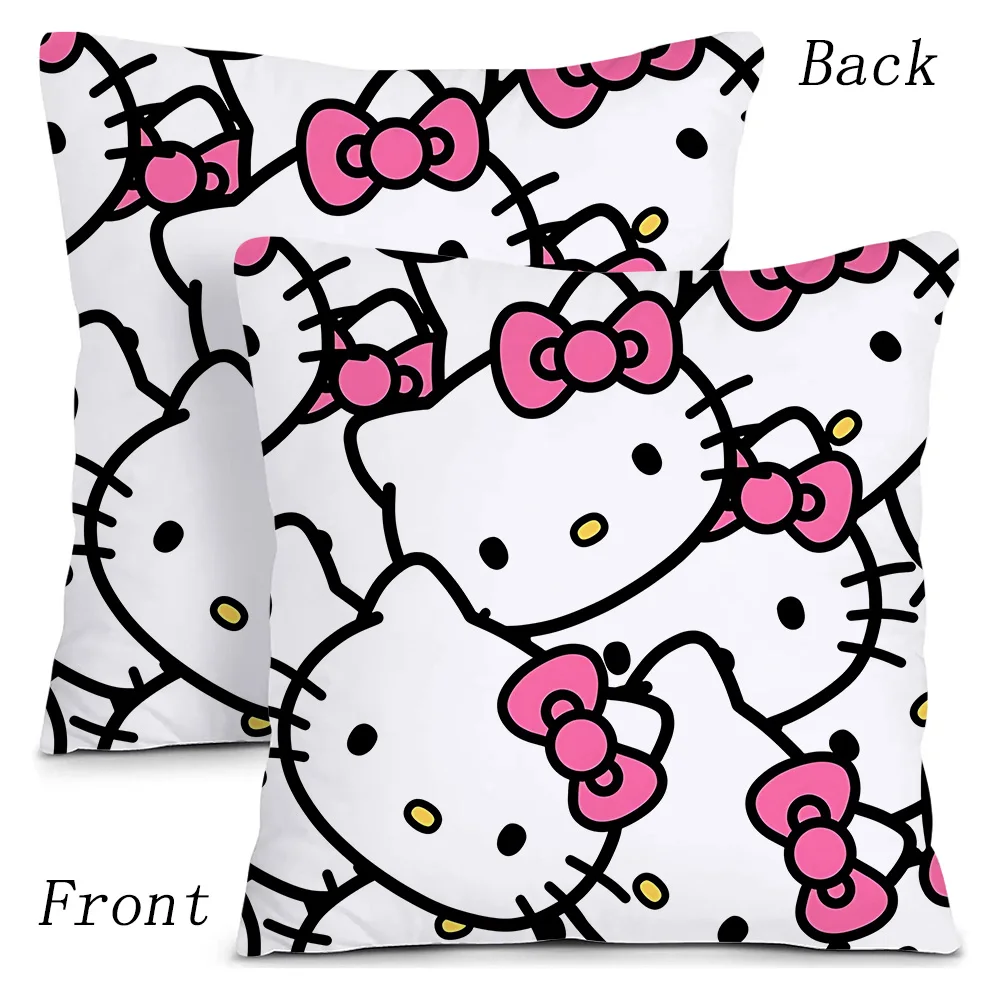 Cute Funny Cartoon Hello Kitty Pillow Covers Cartoon Sofa Decorative Home Double-sided Printing Short Plush Cute Cushion Cover 4