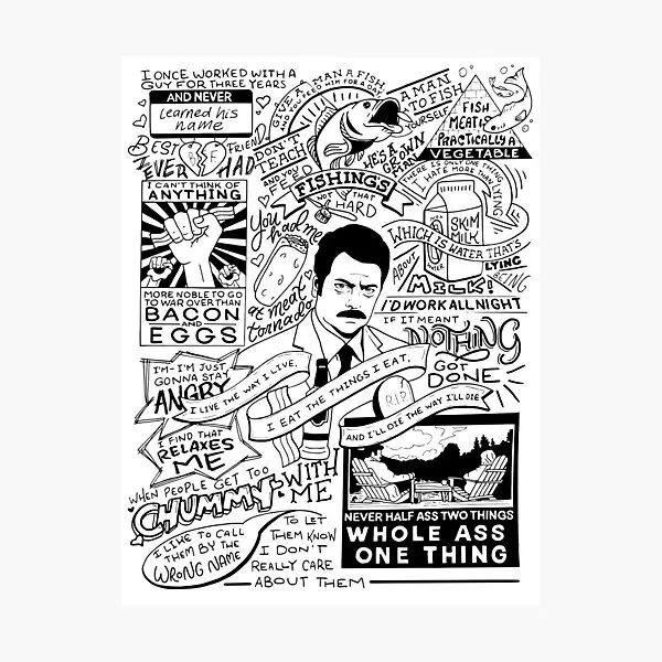 Ron Swanson Best Quotes Poster Sitcker For Decor Home Bagagli Room Stickers Decorazioni Wall Living Room Anime Funny Print