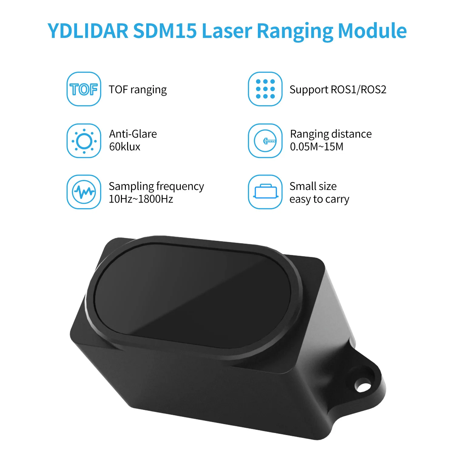 YDLIDAR SDM15 High Precision Laser Ranging Sensor Module TOF Range 15M Anti-Glare 60kLux For ROS ROS2 RaspberryPi Jetson Robotic