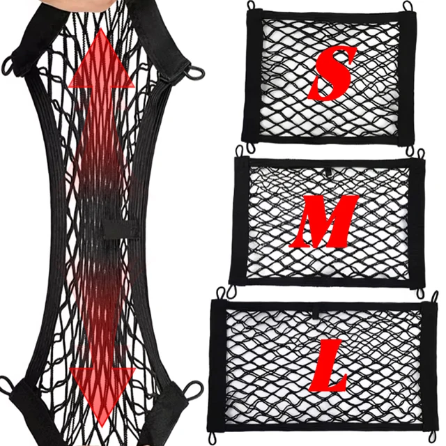 Seat Back Fixed Mesh Bag Car Trunk Elastic Mesh Fixing Strap Fire Extinguisher Holding Strap Luggage Interior Organizer Bag