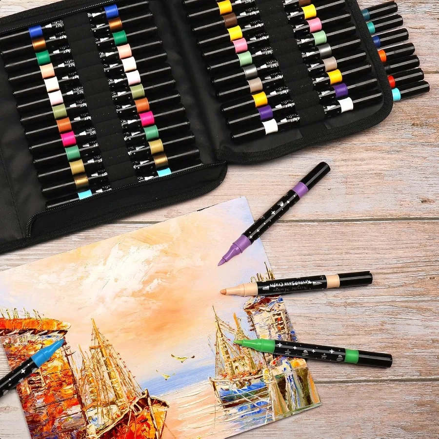 48 Color Dual Tip Acrylic Paint Marker Set