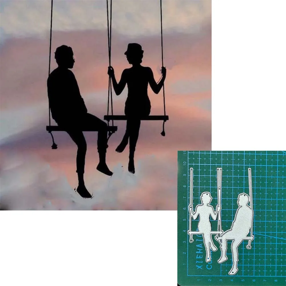

Lovers on the swing Metal Cutting Dies Stencils decorate DIY Scrapbooking Valentine Cards Blade Punch Cut Embossing mould