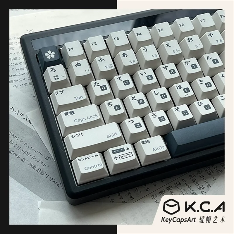 Pbt Keycap Japonês Branco Preto Keycaps Perfil Cereja Rosto Dye Subbed para Teclado Mecânico Gh60 Gk61 Cereja mx Switch