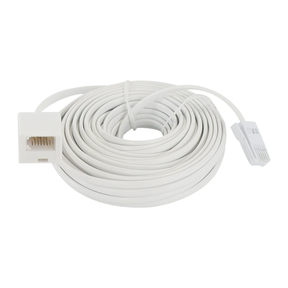 6P4C Modular British Telephone Phone Cables Wire White Extended Cable Extension Line Accessories 5M 10M 15M 20M