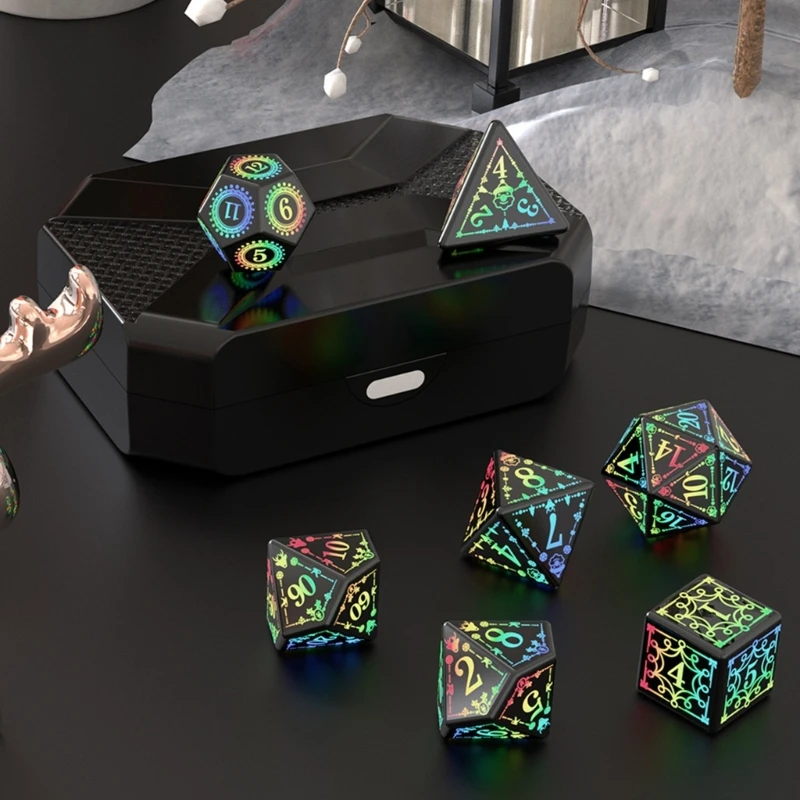 242F 7 Pcs Glowing LED Dices Role Playing Game Polyhedral Dices LED Electronic