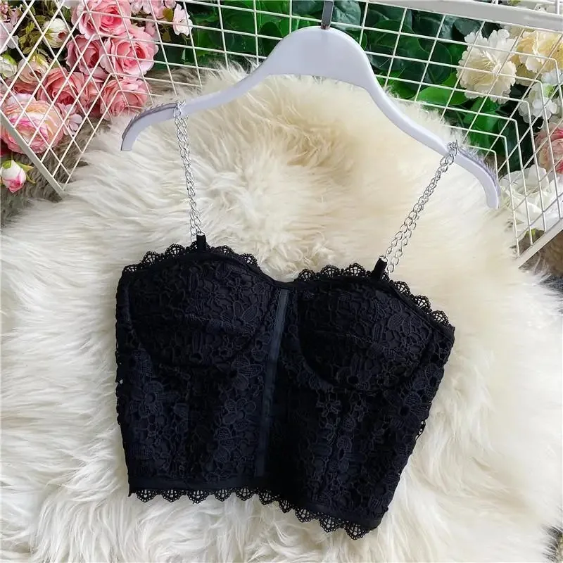 Fashion Sexy Spice Cutout Lace Women Underwear Iron Chain Sexy Bra One-Piece Full Cup Slip Wire Free Chest Binder Bras