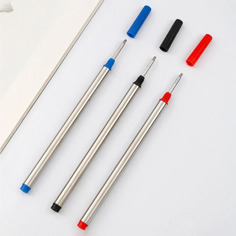 New11.4cm Threaded Rotary Metal Pen Refills 0.7mm Blue Black Red Ballpoint Pen Rod School Office Writing Stationery Supplies 3