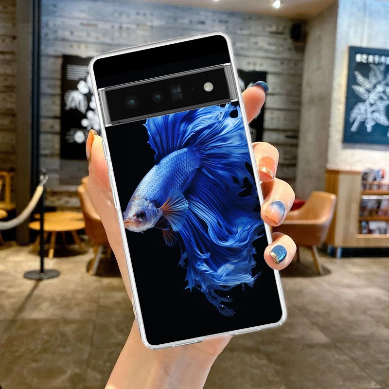 Süße Fisch Telefon hülle Abdeckung für Google Pixel 8 7 6 5 4 4xl stoß festes Silikon 7a 6a 5a 4a 3a 3axlpro 5g transparente Shell Capas – Detail 5