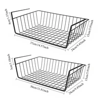 Hanging Mesh Storage Basket, Wire Shelf Rack for Cupboard Under Desk Closet,S L Size Iron Organizer, Space Saving Slide-On Mount 2