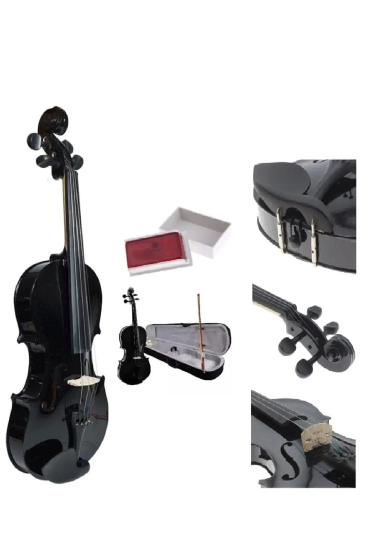 

Black Violin 4/4 Wood Full Size Box Bow Resin Music Instrument Accessories Set