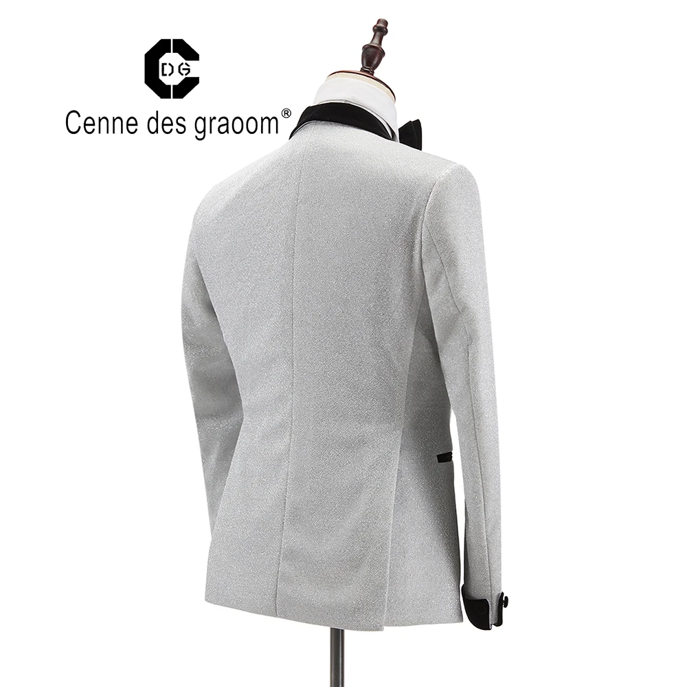 Cenne Des Graoom New Men Suit Tuxedo 2 Pieces Double Breasted Shawl Lapel Wedding Party Singer Costume Groom On Stage White