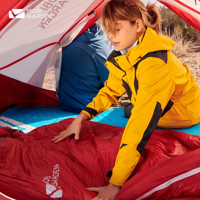 MOBI GARDEN LS Mummy Sleeping Bag Winter Warm 20D 10℃~-10℃ Thicken 700+FP 90% Goose Down Snow Outdoor Camping 20D Sleeping Bag