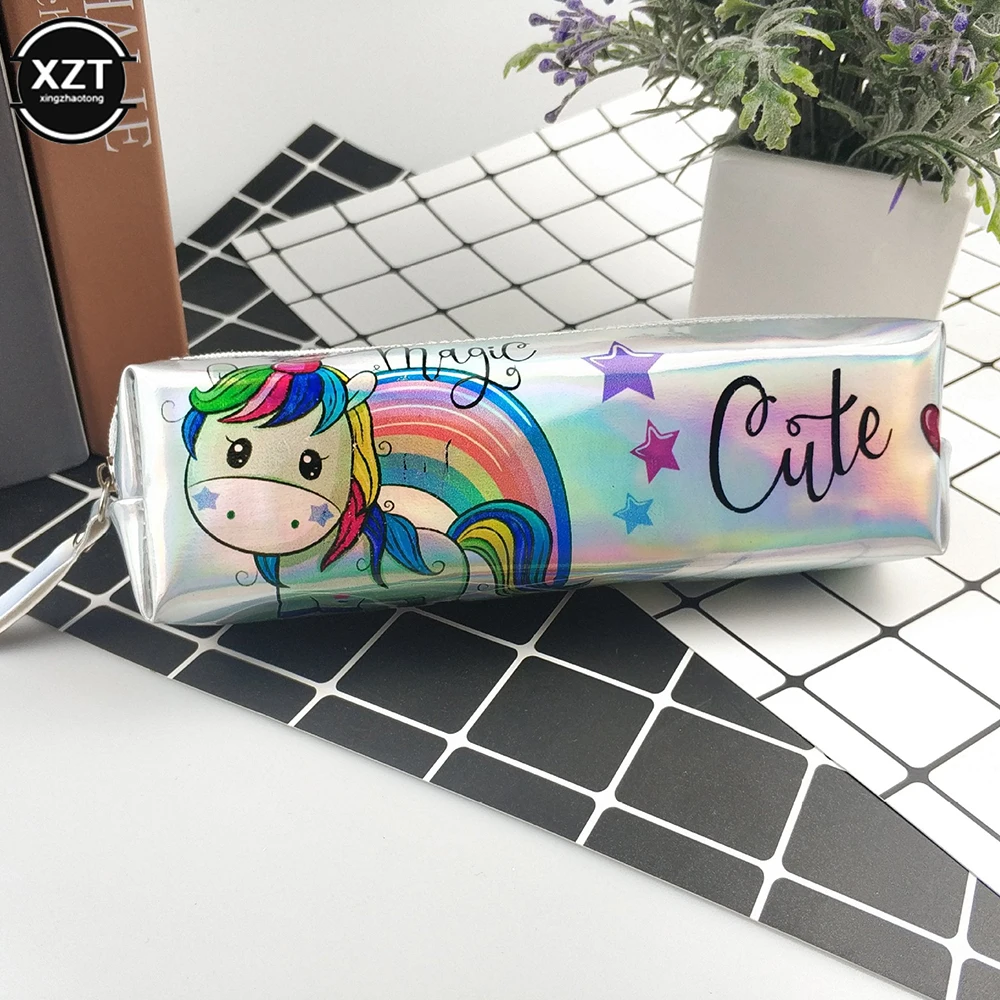 Pencil Case Holographic Laser Unicorn Pen Bag For Girl Boys Student Large Capacity Waterproof Pen Box School Supply Stationery pencil cases