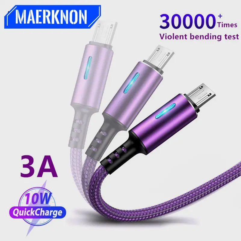

LED Micro USB Cable Quick Charging 3.0 Mobile Phone Android Charger Data Cable for Xiaomi Samsung USB Fast Cable Phone Cord